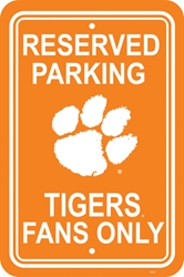 Clemson Tigers - 12" X 18" Plastic Parking Sign 
