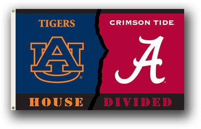 Alabama - Auburn - 3 Ft. X 5 Ft. Flag W/Grommets - Rivalry House Divided 