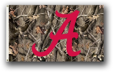 Alabama Crimson Tide - 3 Ft. X 5 Ft. Flag W/Grommets - Realtree Camo Background 