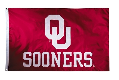 Oklahoma Sooners - 2-sided Nylon Applique 3 Ft x 5 Ft Flag w/ grommets 