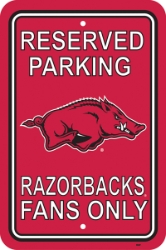 Arkansas Razorbacks - 12" X 18" Plastic Parking Sign 