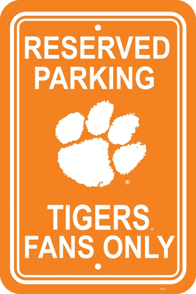 Clemson Tigers - 12" X 18" Plastic Parking Sign 