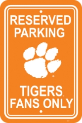 Clemson Tigers - 12" X 18" Plastic Parking Sign 
