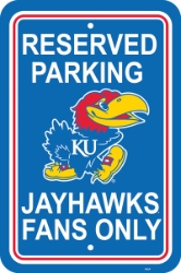 Kansas Jayhawks - 12" X 18" Plastic Parking Sign 