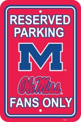 Mississippi Rebels - 12" X 18" Plastic Parking Sign 