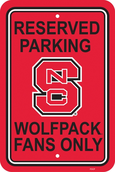 N. Carolina State Wolfpack - 12" X 18" Plastic Parking Sign 