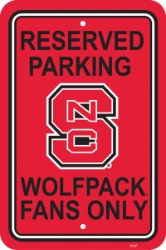 N. Carolina State Wolfpack - 12" X 18" Plastic Parking Sign 