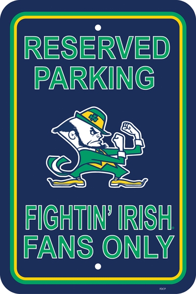 Notre Dame Fighting Irish - 12" X 18" Plastic Parking Sign 