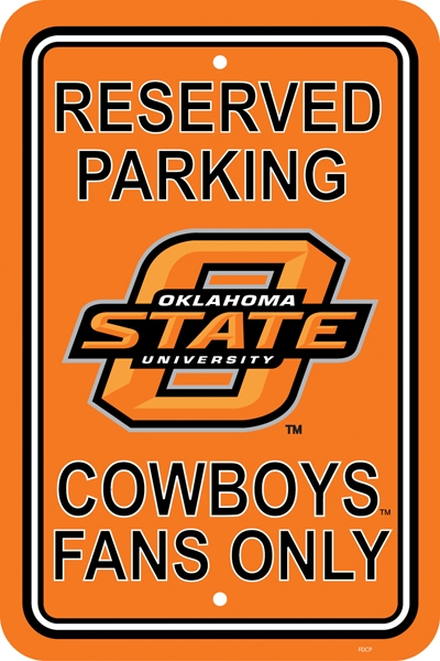 Oklahoma State Cowboys - 12" X 18" Plastic Parking Sign 