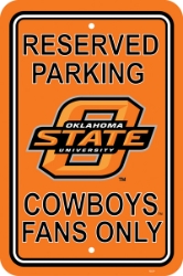 Oklahoma State Cowboys - 12" X 18" Plastic Parking Sign 