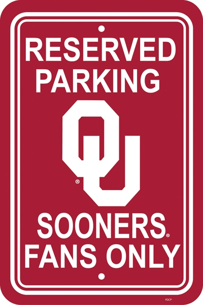 Oklahoma Sooners - 12" X 18" Plastic Parking Sign 