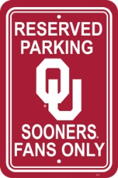 Oklahoma Sooners - 12" X 18" Plastic Parking Sign 