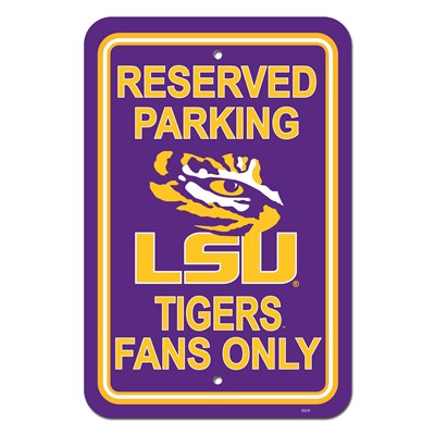 LSU Tigers - 12" X 18" Plastic Parking Sign 