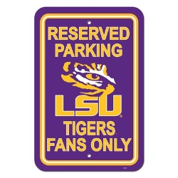 LSU Tigers - 12" X 18" Plastic Parking Sign 