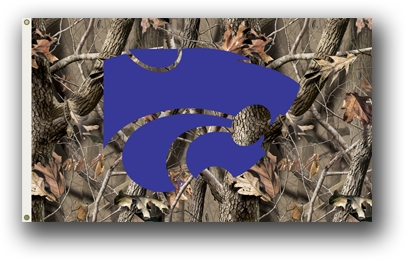 Kansas State Wildcats  - 3 Ft. X 5 Ft. Flag W/Grommets - Realtree Camo Background 