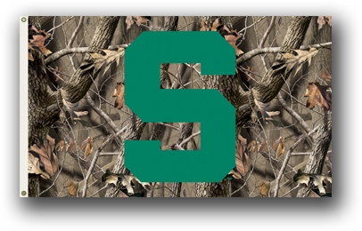 Michigan State Spartans - 3 Ft. X 5 Ft. Flag W/Grommets - Realtree Camo Background 