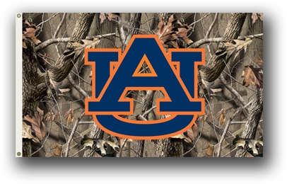 Auburn Tigers - 3 Ft. X 5 Ft. Flag W/Grommets - Realtree Camo Background 