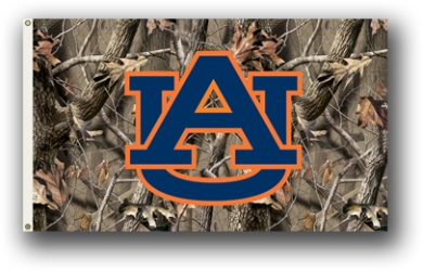 Auburn Tigers - 3 Ft. X 5 Ft. Flag W/Grommets - Realtree Camo Background 