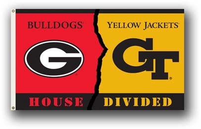 Georgia - Ga. Tech - 3 Ft. X 5 Ft. Flag W/Grommets - Rivalry House Divided 