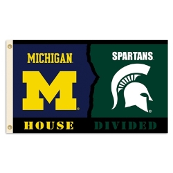 Michigan - Michigan St. - 3 Ft. X 5 Ft. Flag W/Grommets - Rivalry House Divided 